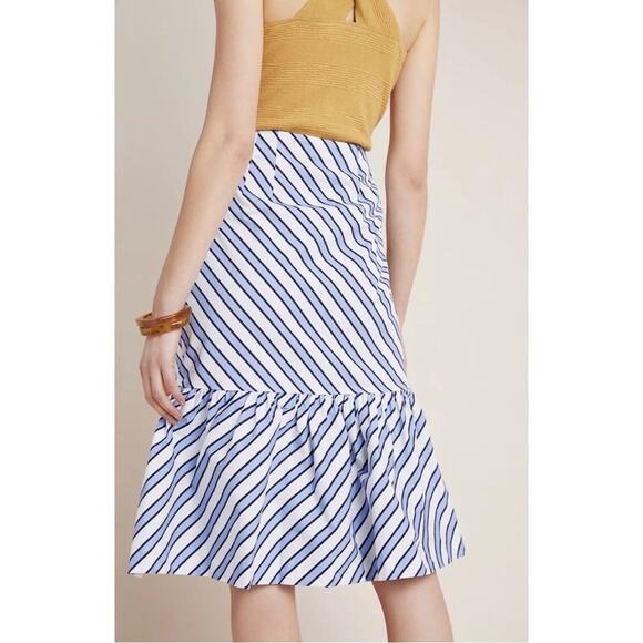 Anthropologie Maeve Ryanne Flounce Hem Striped Midi Skirt Women's Size 6 - Picture 2 of 7